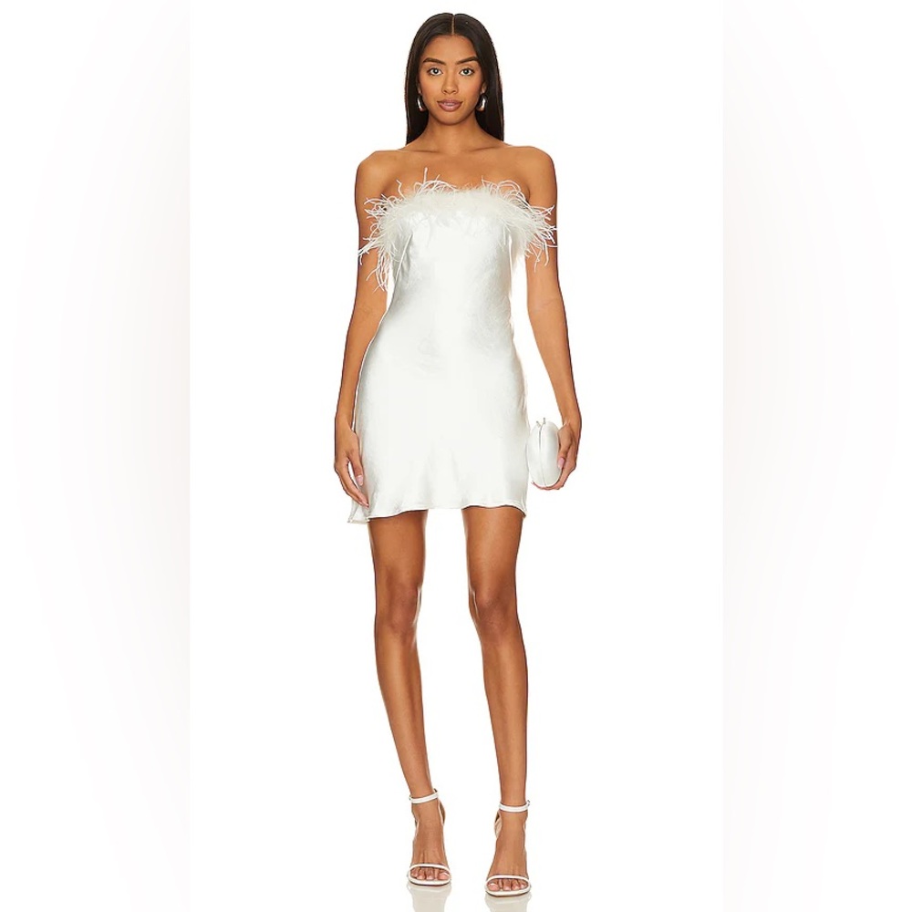 Lovers + Friends Moira Mini Feather-Trimmed Dress